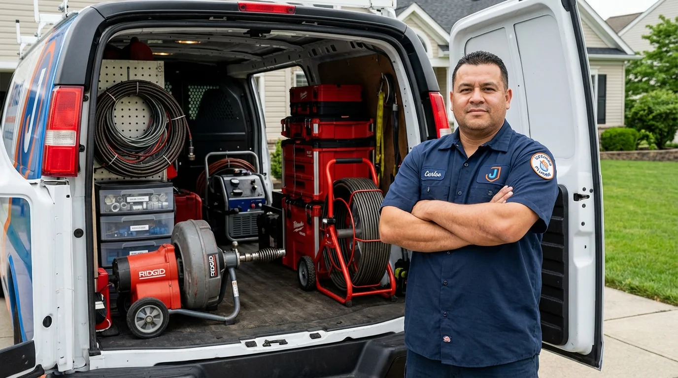 Professional drain cleaning equipment and Johns Plumbing LLC plumber in Norwich