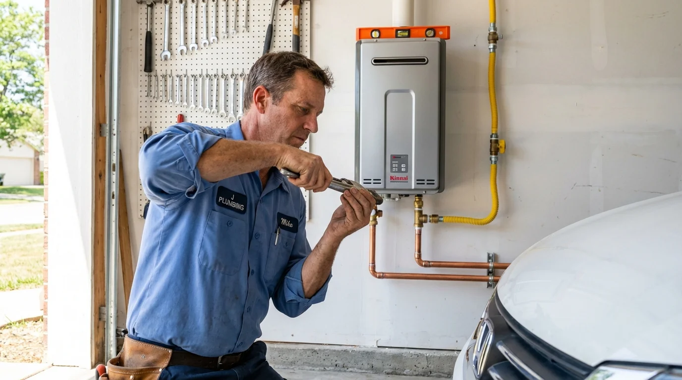 Tankless water heater installation by a Johns Plumbing LLC plumber in Norwich